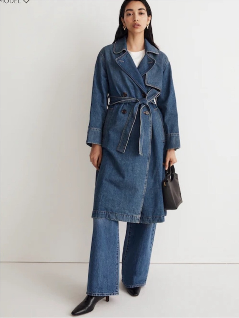 Madewell oversized denim trench coat in rensberry wash - Picture 2 of 5